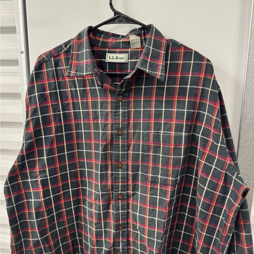 Vintage LL‎ Bean Flannel Plaid Shirt Button Down Red Mens XL Regular 90s Outdoor